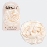Satin Rosette Flat Cloud Clip in Cream - Medium