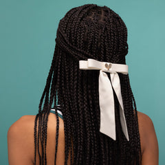 Cream Satin Bow Hair Clip