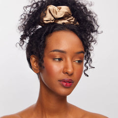 Charcoal & Gold Satin Pillow Scrunchies