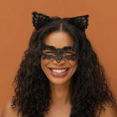 Black Cat Lace Headband & Mask