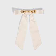 Cream Satin Bow Hair Clip