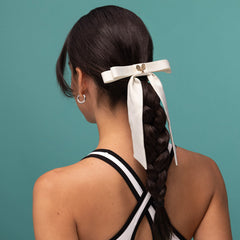 Cream Satin Bow Hair Clip