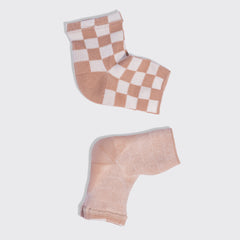 Terracotta Checker Moisturizing Heel Socks - Large