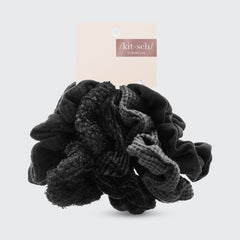 Assorted Textured Scrunchies in Black