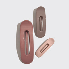 Terracotta Flat Claw Clips 3pc Set