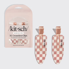 XL Terracotta Checker Creaseless Clips 2pc Set