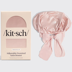 Satin Lined Flexi Shower Cap + Blush Oversized Satin Bonnet Bundle