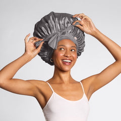 Charcoal Oversized Satin Bonnet