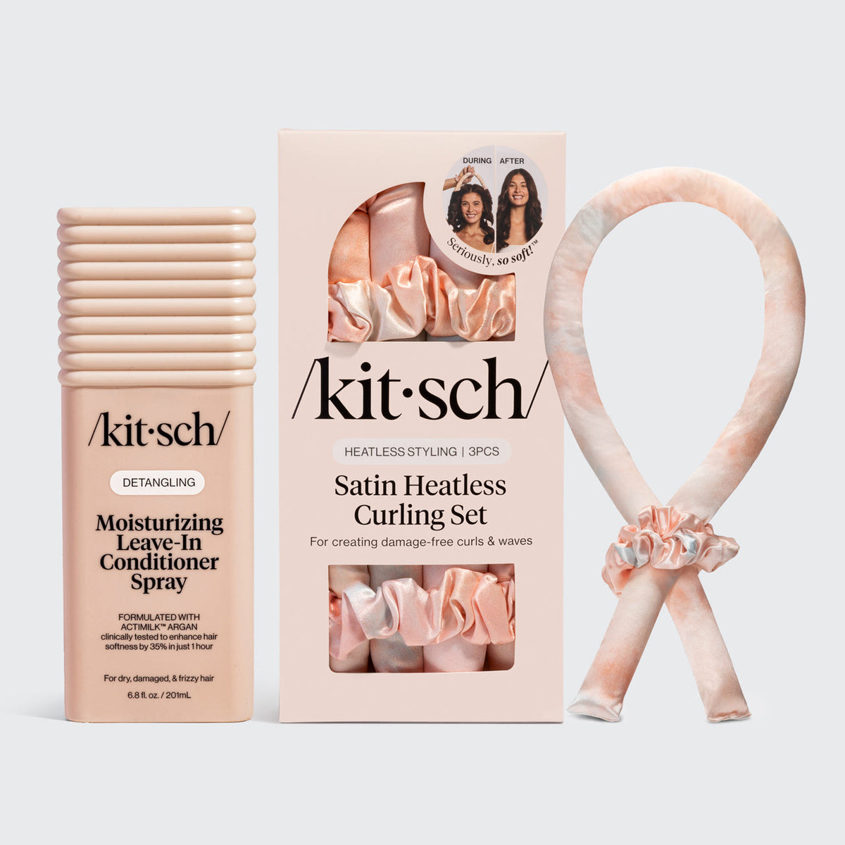 Satin Heatless Curling Set + Leave-In Conditioner Bundle