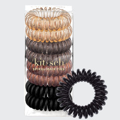 Brunette Spiral Hair Ties 8pc Set